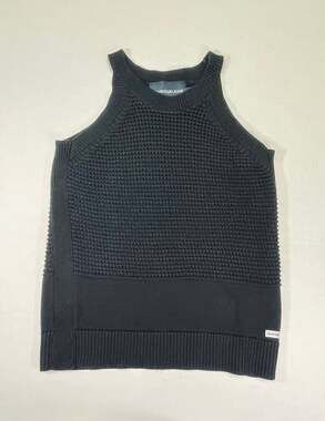 Calvin Klein Women’s Open Stitch Sleeveless Layering Sweater Black Size Small